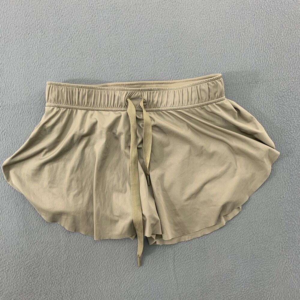 FP Movement Skort Womens Medium Beige Athletic Lined Drawstring Running Skirt